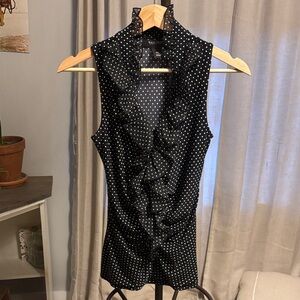 White House Black Market Black and White Polka Dot Blouse